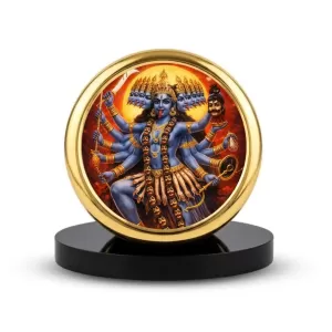 Car Dashboard/Table Top Goddess Mahakali Metal Golden Photo Stand 2x2 Inches, Compact & Stylish Spiritual Display For Car, Home & Office (Pack Of 1) (F24538) Car Dashboard/Table Top Goddess Mahakali Metal Golden Photo Stand 2x2 Inches, Compact & Stylish Spiritual Display For Car, Home & Office (Pack Of 1) (F24538)