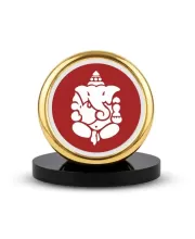Car Dashboard/Table Top Lord Ganesha Metal Golden Photo Stand  2x2 Inches, Compact & Stylish Spiritual Display For Car, Home & Office (Pack Of 1) (F24792)