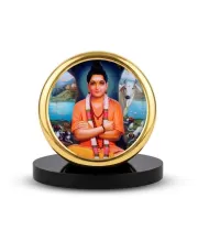 Car Dashboard/Table Top Lord Dattatreya Metal Golden Photo Stand  2x2 Inches, Compact & Stylish Spiritual Display For Car, Home & Office (Pack Of 1) (F24537)