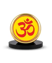 Car Dashboard/Table Top  Om Symbol Metal Golden Photo Stand  2x2 Inches, Compact & Stylish Spiritual Display For Car, Home & Office (Pack Of 1) (F24791)