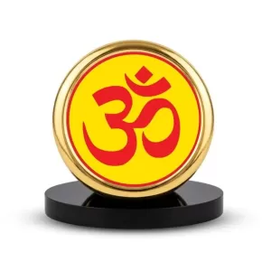 Car Dashboard/Table Top Om Symbol Metal Golden Photo Stand 2x2 Inches, Compact & Stylish Spiritual Display For Car, Home & Office (Pack Of 1) (F24791) Car Dashboard/Table Top Om Symbol Metal Golden Photo Stand 2x2 Inches, Compact & Stylish Spiritual Display For Car, Home & Office (Pack Of 1) (F24791)