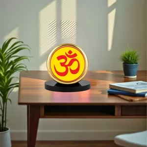 Car Dashboard/Table Top Om Symbol Metal Golden Photo Stand 2x2 Inches, Compact & Stylish Spiritual Display For Car, Home & Office (Pack Of 1) (F24791) Car Dashboard/Table Top Om Symbol Metal Golden Photo Stand 2x2 Inches, Compact & Stylish Spiritual Display For Car, Home & Office (Pack Of 1) (F24791)