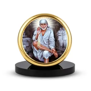 Car Dashboard/Table Top Shirdi Sai Baba Metal Golden Photo Stand 2x2 Inches, Compact & Stylish Spiritual Display For Car, Home & Office (Pack Of 1) (F24535) Car Dashboard/Table Top Shirdi Sai Baba Metal Golden Photo Stand 2x2 Inches, Compact & Stylish Spiritual Display For Car, Home & Office (Pack Of 1) (F24535)