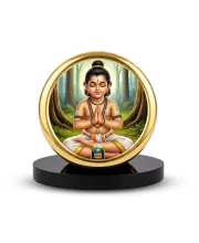 Car Dashboard/Table Top Lord Ayyappa Metal Golden Photo Stand  2x2 Inches, Compact & Stylish Spiritual Display For Car, Home & Office (Pack Of 1) (F24790)