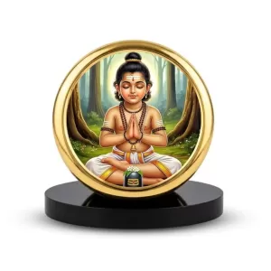 Car Dashboard/Table Top Lord Ayyappa Metal Golden Photo Stand 2x2 Inches, Compact & Stylish Spiritual Display For Car, Home & Office (Pack Of 1) (F24790) Car Dashboard/Table Top Lord Ayyappa Metal Golden Photo Stand 2x2 Inches, Compact & Stylish Spiritual Display For Car, Home & Office (Pack Of 1) (F24790)