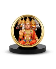 Car Dashboard/Table Top Panchmukhi Hanuman Metal Golden Photo Stand  2x2 Inches, Compact & Stylish Spiritual Display For Car, Home & Office (Pack Of 1) (F24788)