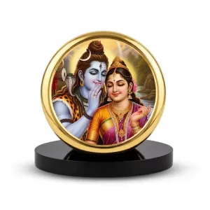 Car Dashboard/Table Top Lord Shiva & Parvati Metal Golden Photo Stand 2x2 Inches, Compact & Stylish Spiritual Display For Car, Home & Office (Pack Of 1) (F24795) Car Dashboard/Table Top Lord Shiva & Parvati Metal Golden Photo Stand 2x2 Inches, Compact & Stylish Spiritual Display For Car, Home & Office (Pack Of 1) (F24795)