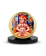 Car Dashboard/Table Top  Sant Dnyaneshwar Metal Golden Photo Stand  2x2 Inches, Compact & Stylish Spiritual Display For Car, Home & Office (Pack Of 1) (F24539)