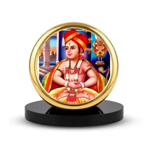 Car Dashboard/Table Top Sant Dnyaneshwar Metal Golden Photo Stand 2x2 Inches, Compact & Stylish Spiritual Display For Car, Home & Office (Pack Of 1) (F24539) Car Dashboard/Table Top Sant Dnyaneshwar Metal Golden Photo Stand 2x2 Inches, Compact & Stylish Spiritual Display For Car, Home & Office (Pack Of 1) (F24539)
