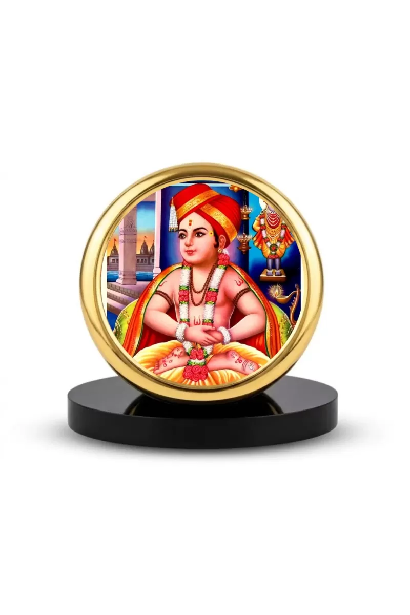 Car Dashboard/Table Top  Sant Dnyaneshwar Metal Golden Photo Stand  2x2 Inches, Compact & Stylish Spiritual Display For Car, Home & Office (Pack Of 1) (F24539)