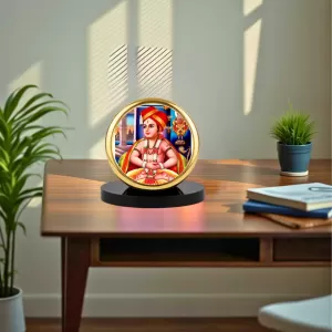 Car Dashboard/Table Top Sant Dnyaneshwar Metal Golden Photo Stand 2x2 Inches, Compact & Stylish Spiritual Display For Car, Home & Office (Pack Of 1) (F24539) Car Dashboard/Table Top Sant Dnyaneshwar Metal Golden Photo Stand 2x2 Inches, Compact & Stylish Spiritual Display For Car, Home & Office (Pack Of 1) (F24539)