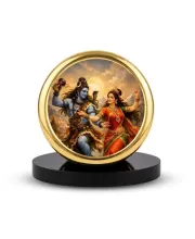 Car Dashboard/Table Top Lord Shiva & Parvati Metal Golden Photo Stand  2x2 Inches, Compact & Stylish Spiritual Display For Car, Home & Office (Pack Of 1) (F24548)