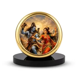 Car Dashboard/Table Top Lord Shiva & Parvati Metal Golden Photo Stand 2x2 Inches, Compact & Stylish Spiritual Display For Car, Home & Office (Pack Of 1) (F24548) Car Dashboard/Table Top Lord Shiva & Parvati Metal Golden Photo Stand 2x2 Inches, Compact & Stylish Spiritual Display For Car, Home & Office (Pack Of 1) (F24548)