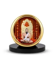 Car Dashboard/Table Top  Sri Ramakrishna Paramahamsa Metal Golden Photo Stand  2x2 Inches, Compact & Stylish Spiritual Display For Car, Home & Office (Pack Of 1) (F24547)