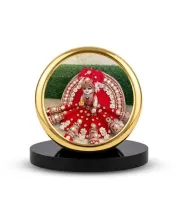 Car Dashboard/Table Top  Laddu Gopal Metal Golden Photo Stand  2x2 Inches, Compact & Stylish Spiritual Display For Car, Home & Office (Pack Of 1) (F24802)