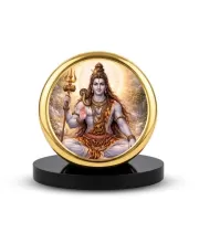 Car Dashboard/Table Top Lord Shiva Metal Golden Photo Stand  2x2 Inches, Compact & Stylish Spiritual Display For Car, Home & Office (Pack Of 1) (F24556)
