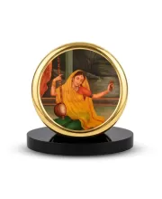 Car Dashboard/Table Top  Meera Bai Metal Golden Photo Stand  2x2 Inches, Compact & Stylish Spiritual Display For Car, Home & Office (Pack Of 1) (F24551)