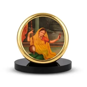 Car Dashboard/Table Top Meera Bai Metal Golden Photo Stand 2x2 Inches, Compact & Stylish Spiritual Display For Car, Home & Office (Pack Of 1) (F24551) Car Dashboard/Table Top Meera Bai Metal Golden Photo Stand 2x2 Inches, Compact & Stylish Spiritual Display For Car, Home & Office (Pack Of 1) (F24551)