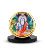 Car Dashboard/Table Top Sri Veda Vyasa Metal Golden Photo Stand  2x2 Inches, Compact & Stylish Spiritual Display For Car, Home & Office (Pack Of 1) (F24813)