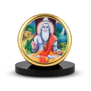 Car Dashboard/Table Top Sri Veda Vyasa Metal Golden Photo Stand  2x2 Inches, Compact & Stylish Spiritual Display For Car, Home & Office (Pack Of 1) (F24813)