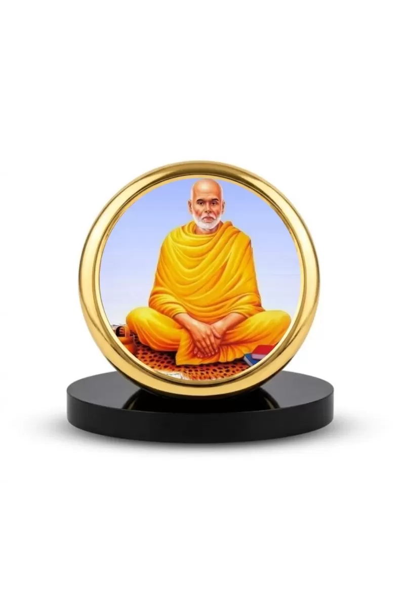 Car Dashboard/Table Top Sree Narayana Guru Metal Golden Photo Stand  2x2 Inches, Compact & Stylish Spiritual Display For Car, Home & Office (Pack Of 1) (F24555)