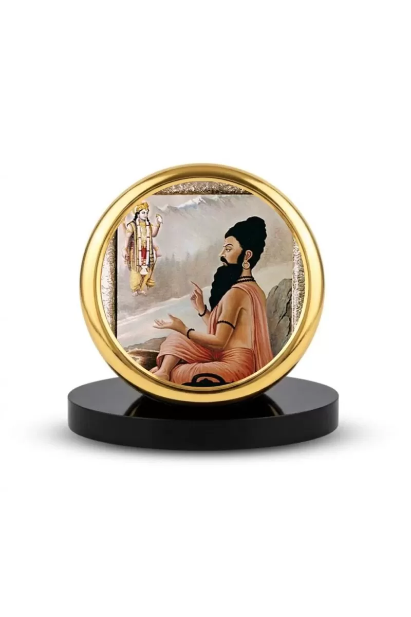 Car Dashboard/Table Top  Rishi Bhrigu Metal Golden Photo Stand  2x2 Inches, Compact & Stylish Spiritual Display For Car, Home & Office (Pack Of 1) (F24812)