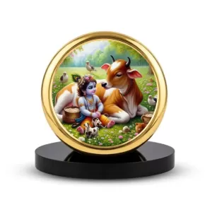 Car Dashboard/Table Top Bal Krishna Metal Golden Photo Stand 2x2 Inches, Compact & Stylish Spiritual Display For Car, Home & Office (Pack Of 1) (F24559) Car Dashboard/Table Top Bal Krishna Metal Golden Photo Stand 2x2 Inches, Compact & Stylish Spiritual Display For Car, Home & Office (Pack Of 1) (F24559)