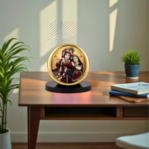Car Dashboard/Table Top Radha Krishna Metal Golden Photo Stand 2x2 Inches, Compact & Stylish Spiritual Display For Car, Home & Office (Pack Of 1) (F24567) Car Dashboard/Table Top Radha Krishna Metal Golden Photo Stand 2x2 Inches, Compact & Stylish Spiritual Display For Car, Home & Office (Pack Of 1) (F24567)