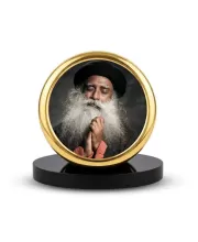 Car Dashboard/Table Top Sadhguru Metal Golden Photo Stand  2x2 Inches, Compact & Stylish Spiritual Display For Car, Home & Office (Pack Of 1) (F24825)