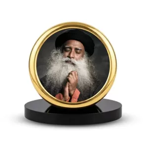 Car Dashboard/Table Top Sadhguru Metal Golden Photo Stand  2x2 Inches, Compact & Stylish Spiritual Display For Car, Home & Office (Pack Of 1) (F24825)