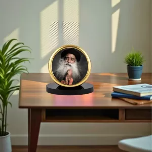 Car Dashboard/Table Top Sadhguru Metal Golden Photo Stand  2x2 Inches, Compact & Stylish Spiritual Display For Car, Home & Office (Pack Of 1) (F24825)