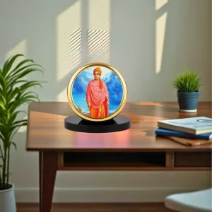 Car Dashboard/Table Top Swami Vivekananda Metal Golden Photo Stand  2x2 Inches, Compact & Stylish Spiritual Display For Car, Home & Office (Pack Of 1) (F24565)