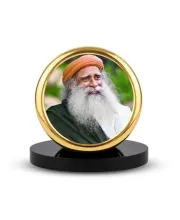 Car Dashboard/Table Top Sadhguru Metal Golden Photo Stand  2x2 Inches, Compact & Stylish Spiritual Display For Car, Home & Office (Pack Of 1) (F24818)
