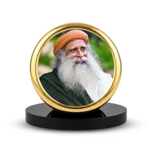 Car Dashboard/Table Top Sadhguru Metal Golden Photo Stand  2x2 Inches, Compact & Stylish Spiritual Display For Car, Home & Office (Pack Of 1) (F24818)