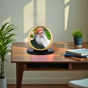 Car Dashboard/Table Top Sadhguru Metal Golden Photo Stand  2x2 Inches, Compact & Stylish Spiritual Display For Car, Home & Office (Pack Of 1) (F24818)