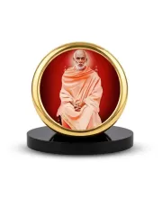 Car Dashboard/Table Top  Sree Narayana Guru Metal Golden Photo Stand  2x2 Inches, Compact & Stylish Spiritual Display For Car, Home & Office (Pack Of 1) (F24560)