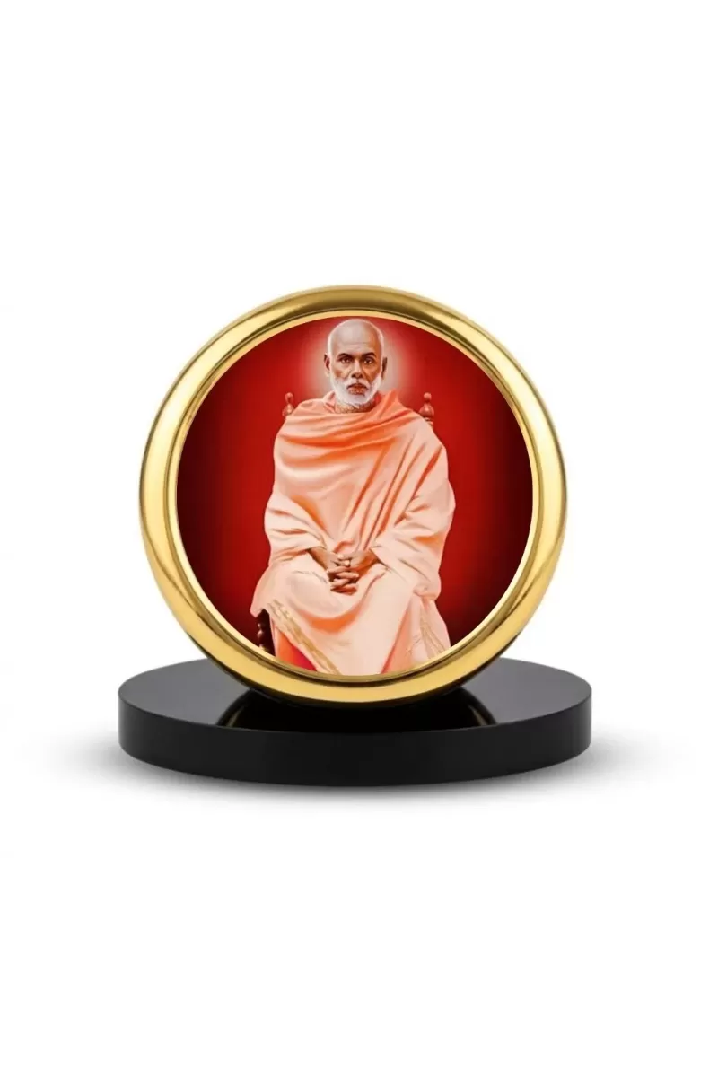 Car Dashboard/Table Top  Sree Narayana Guru Metal Golden Photo Stand  2x2 Inches, Compact & Stylish Spiritual Display For Car, Home & Office (Pack Of 1) (F24560)
