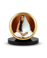 Car Dashboard/Table Top Sri Sarada Devi Metal Golden Photo Stand  2x2 Inches, Compact & Stylish Spiritual Display For Car, Home & Office (Pack Of 1) (F24831)