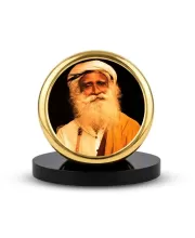 Car Dashboard/Table Top Sadhguru Metal Golden Photo Stand  2x2 Inches, Compact & Stylish Spiritual Display For Car, Home & Office (Pack Of 1) (F24826)