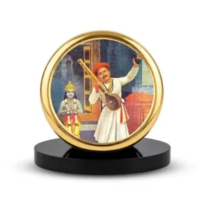 Car Dashboard/Table Top Sant Namdev Maharaj Metal Golden Photo Stand 2x2 Inches, Compact & Stylish Spiritual Display For Car, Home & Office (Pack Of 1) (F24830) Car Dashboard/Table Top Sant Namdev Maharaj Metal Golden Photo Stand 2x2 Inches, Compact & Stylish Spiritual Display For Car, Home & Office (Pack Of 1) (F24830)