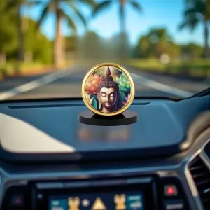 Car Dashboard/Table Top Lord Gautam Buddha Metal Golden Photo Stand 2x2 Inches, Compact & Stylish Spiritual Display For Car, Home & Office (Pack Of 1) (F24573) Car Dashboard/Table Top Lord Gautam Buddha Metal Golden Photo Stand 2x2 Inches, Compact & Stylish Spiritual Display For Car, Home & Office (Pack Of 1) (F24573)