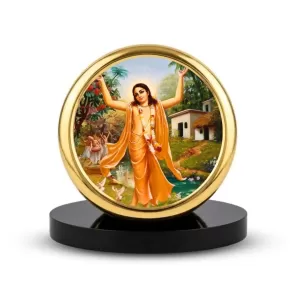 Car Dashboard/Table Top Sri Chaitanya Mahaprabhu Metal Golden Photo Stand 2x2 Inches, Compact & Stylish Spiritual Display For Car, Home & Office (Pack Of 1) (F24575) Car Dashboard/Table Top Sri Chaitanya Mahaprabhu Metal Golden Photo Stand 2x2 Inches, Compact & Stylish Spiritual Display For Car, Home & Office (Pack Of 1) (F24575)