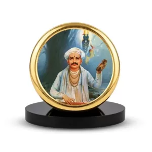 Car Dashboard/Table Top Sant Tukaram Metal Golden Photo Stand 2x2 Inches, Compact & Stylish Spiritual Display For Car, Home & Office (Pack Of 1) (F24828) Car Dashboard/Table Top Sant Tukaram Metal Golden Photo Stand 2x2 Inches, Compact & Stylish Spiritual Display For Car, Home & Office (Pack Of 1) (F24828)