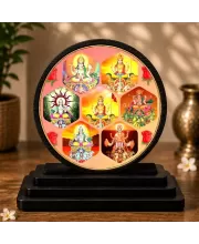 Premium Wooden Navdurga Yantra Showpiece For Car Dashboard & Office Table | 4 X 4.5 Inch Sublimation Printed Decorative Stand | 4 Mm MDF | Home Decor | Made In India (F33567)