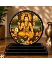 Premium Wooden Sri DakshinaMurthy  Showpiece For Car Dashboard & Office Table | 4 X 4.5 Inch Sublimation Printed Decorative Stand | 4 Mm MDF | Home Decor | Made In India (F33587)