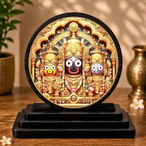 Premium Wooden Sri Jagannath Balaram Subhadra Showpiece For Car Dashboard & Office Table | 4 X 4.5 Inch Sublimation Printed Decorative Stand | 4 Mm MDF | Home Decor | Made In India (F33592) Premium Wooden Sri Jagannath Balaram Subhadra Showpiece For Car Dashboard & Office Table | 4 X 4.5 Inch Sublimation Printed Decorative Stand | 4 Mm MDF | Home Decor | Made In India (F33592)