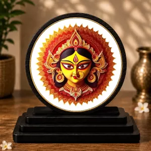 Premium Wooden Goddess Durga Showpiece For Car Dashboard & Office Table | 4 X 4.5 Inch Sublimation Printed Decorative Stand | 4 Mm MDF | Home Decor | Made In India (F33594) Premium Wooden Goddess Durga Showpiece For Car Dashboard & Office Table | 4 X 4.5 Inch Sublimation Printed Decorative Stand | 4 Mm MDF | Home Decor | Made In India (F33594)