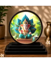 Premium Wooden Lord Ganesha Showpiece For Car Dashboard & Office Table | 4 X 4.5 Inch Sublimation Printed Decorative Stand | 4 Mm MDF | Home Decor | Made In India (F33351)