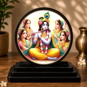 Premium Wooden Radha Krishna With Gopis Showpiece For Car Dashboard & Office Table | 4 X 4.5 Inch Sublimation Printed Decorative Stand | 4 Mm MDF | Home Decor | Made In India (F33394) Premium Wooden Radha Krishna With Gopis Showpiece For Car Dashboard & Office Table | 4 X 4.5 Inch Sublimation Printed Decorative Stand | 4 Mm MDF | Home Decor | Made In India (F33394)