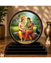 Premium Wooden Lord Murgan And Valli Showpiece For Car Dashboard & Office Table | 4 X 4.5 Inch Sublimation Printed Decorative Stand | 4 Mm MDF | Home Decor | Made In India (F33473)